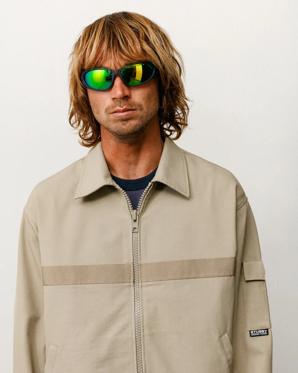 Stussy Adrian Sunglasses occhiali grigi lenti verdi