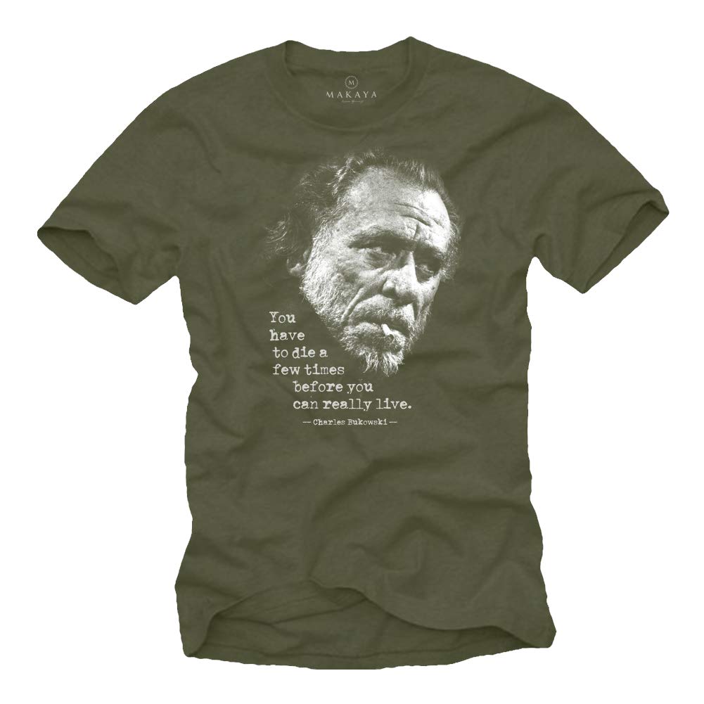 Makaya Bukowski T-Shirt Uomo Cotone Nera Maniche Corte