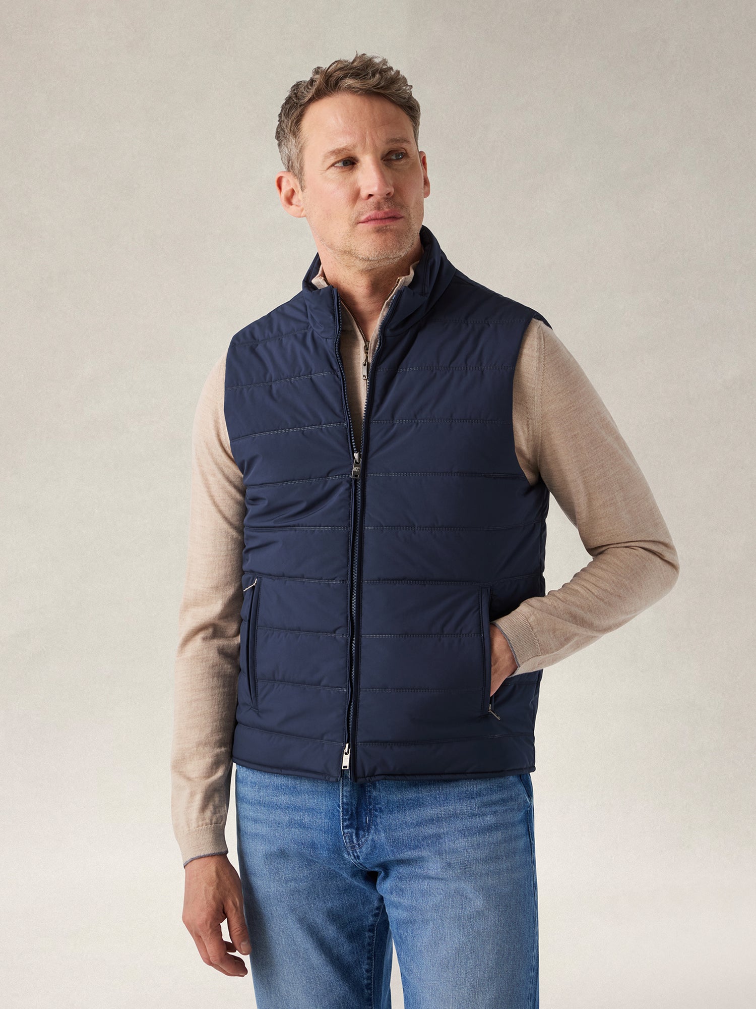 Robert Talbott Driver Quilted Vest gilet trapuntato navy L