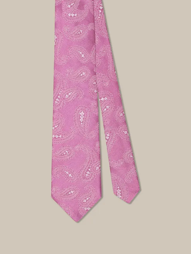 Robert Talbott Robert Paisley cravatta seta rosa REG