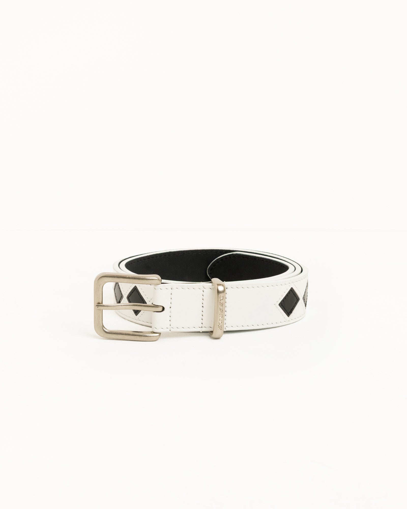 Stussy Argyle Leather Belt cintura pelle bone argyle