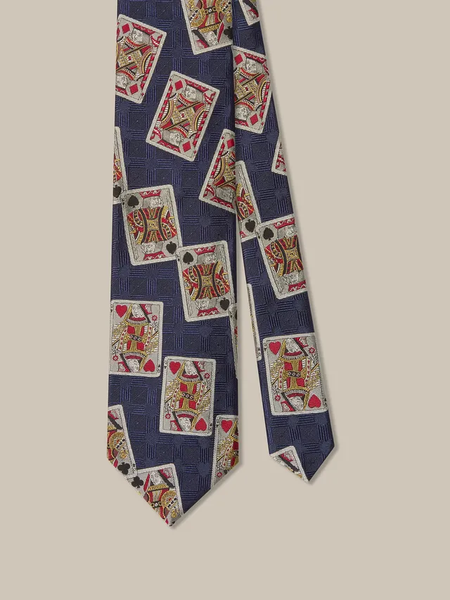 Robert Talbott Playing Cards Cravatta Seta Navy Carte