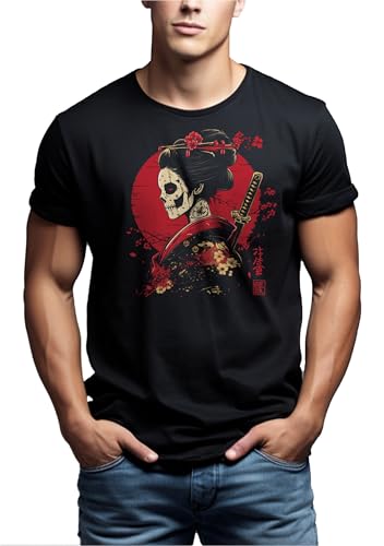 MAKAYA T-Shirt Uomo Kanji Samurai Guerriero maglietta XXL cotone