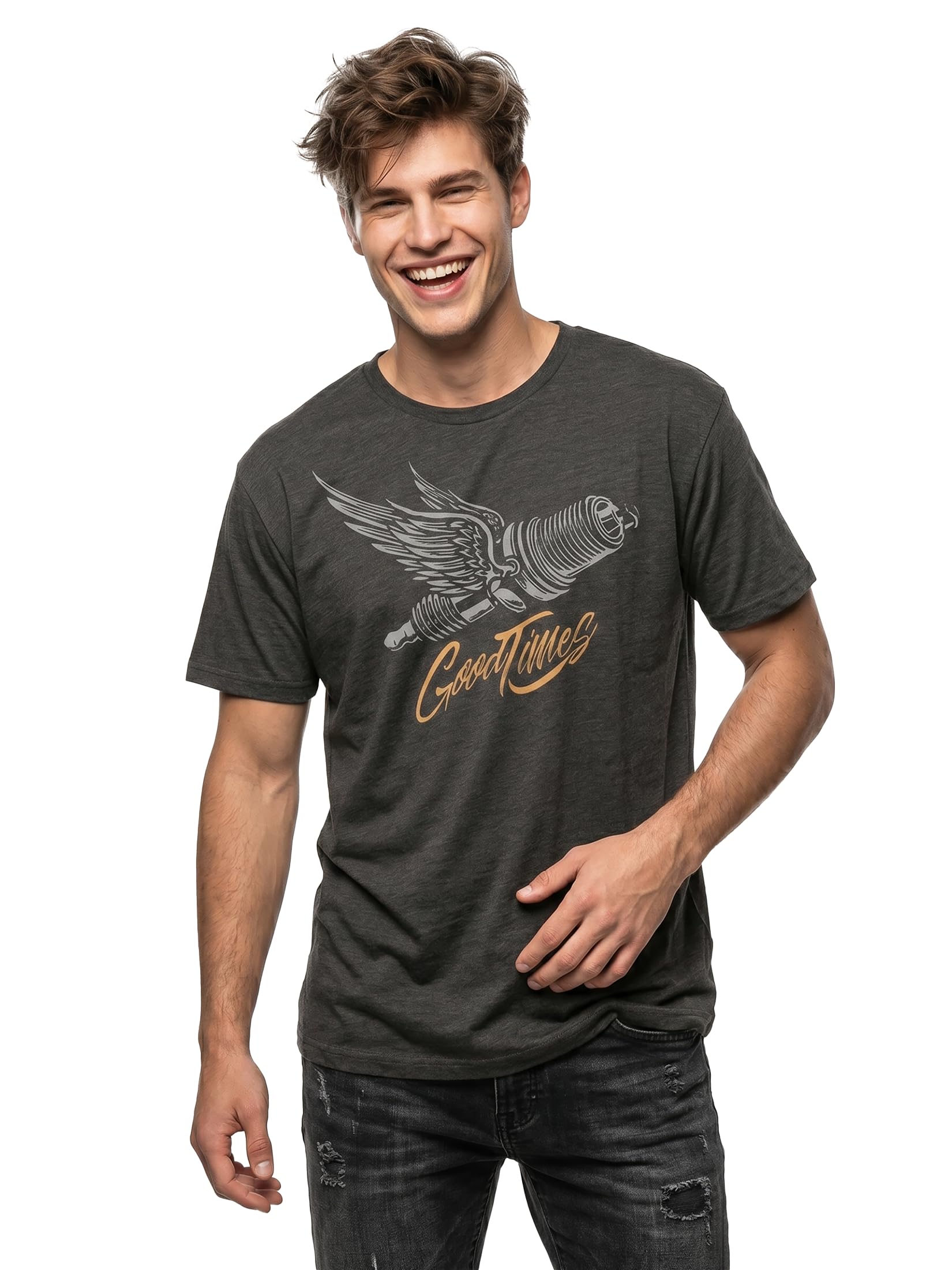 Makaya Meccanico T-Shirt Uomo Cotone Stampa Candela