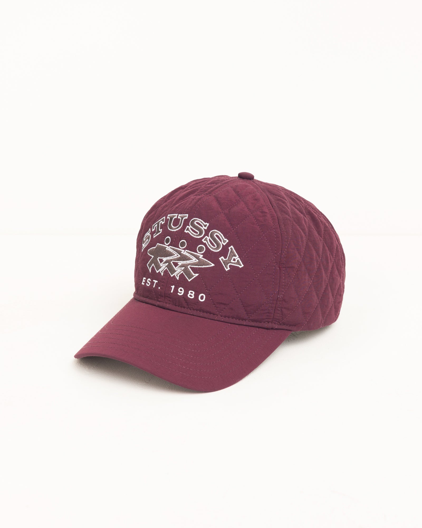 Stussy Quilted Surfwalk Snapback cappello bordeaux nylon