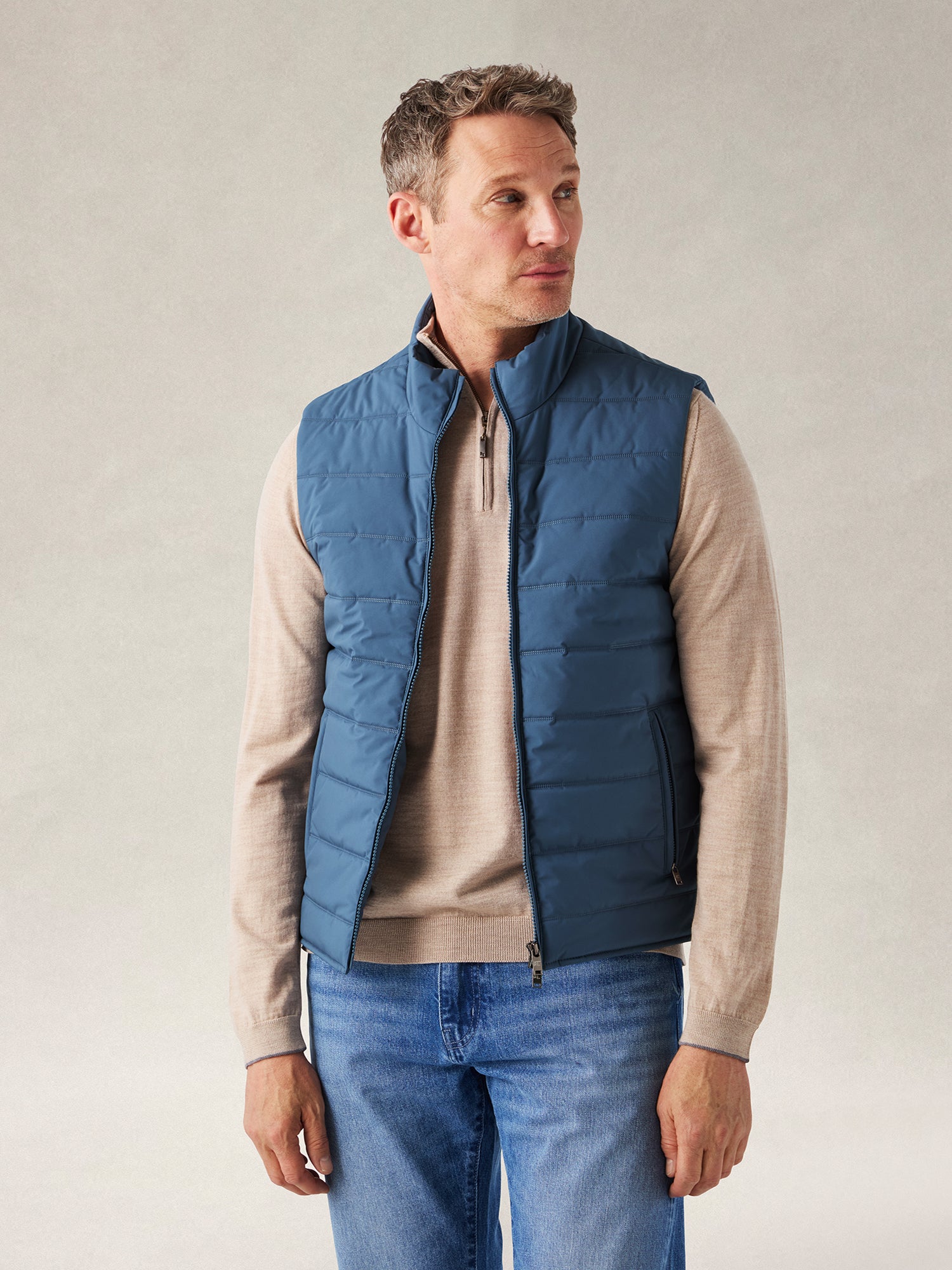Robert Talbott Driver gilet trapuntato blu idrorepellente