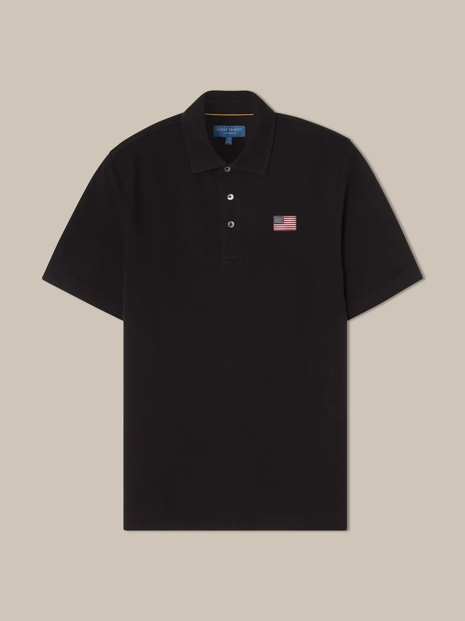 Robert Talbott USA Flag Polo Cotone Nero Bandiera USA