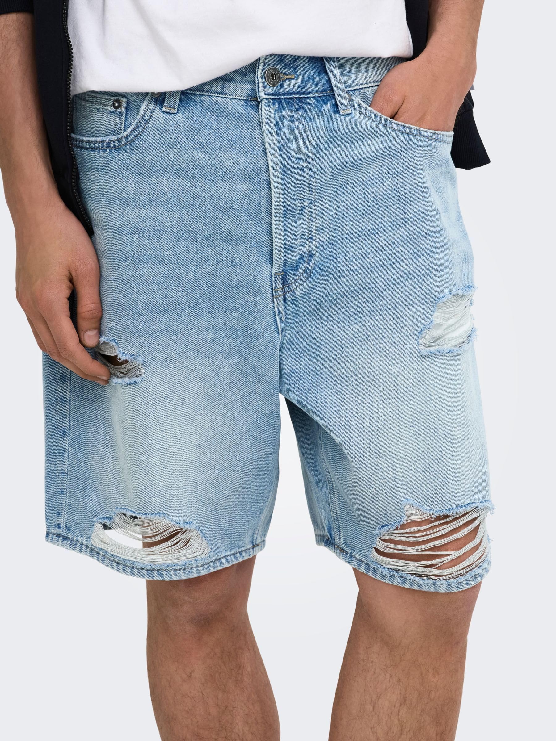 ONLY & SONS Onsfade Shorts Uomo XL Denim Chiaro Loose