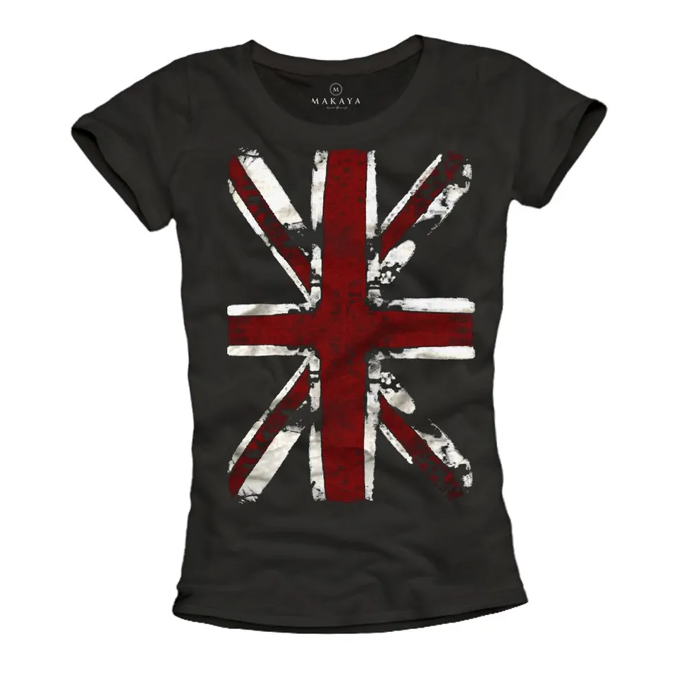 Makaya Union Jack T-Shirt Donna Cotone Nera Taglia M