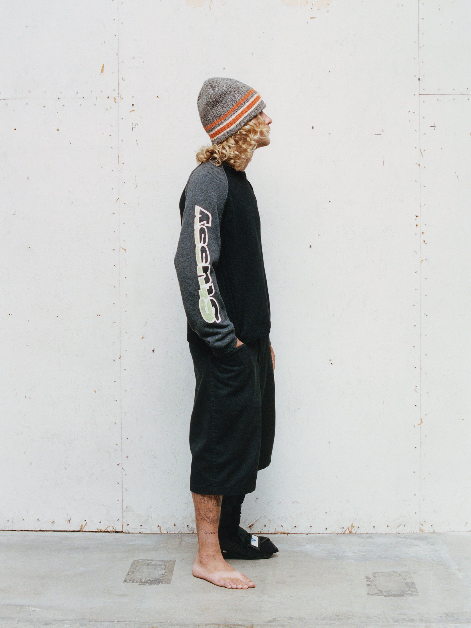 Stussy Two Tone Raglan Sweater maglione nero lana merino