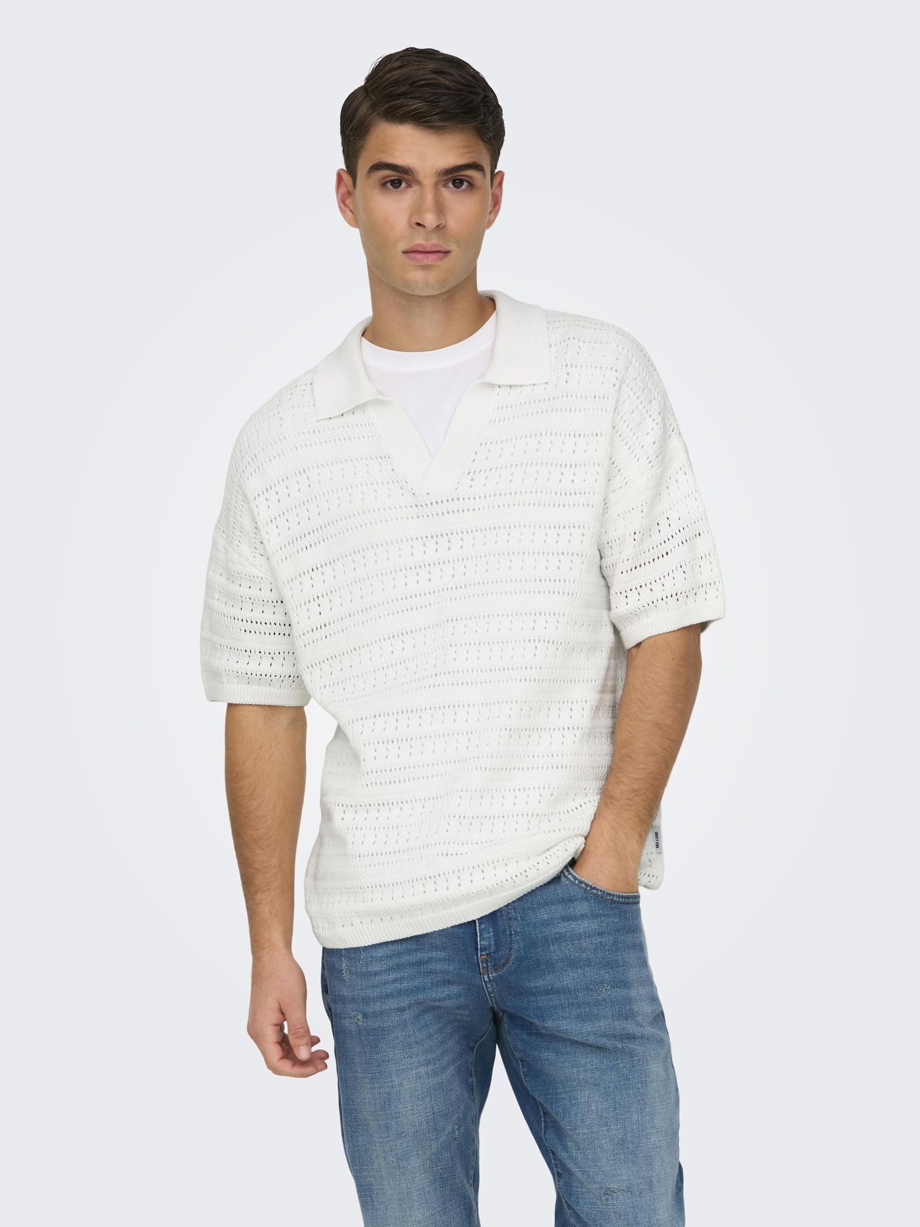 ONLY & SONS Grayson polo knit uomo Cloud Dancer M