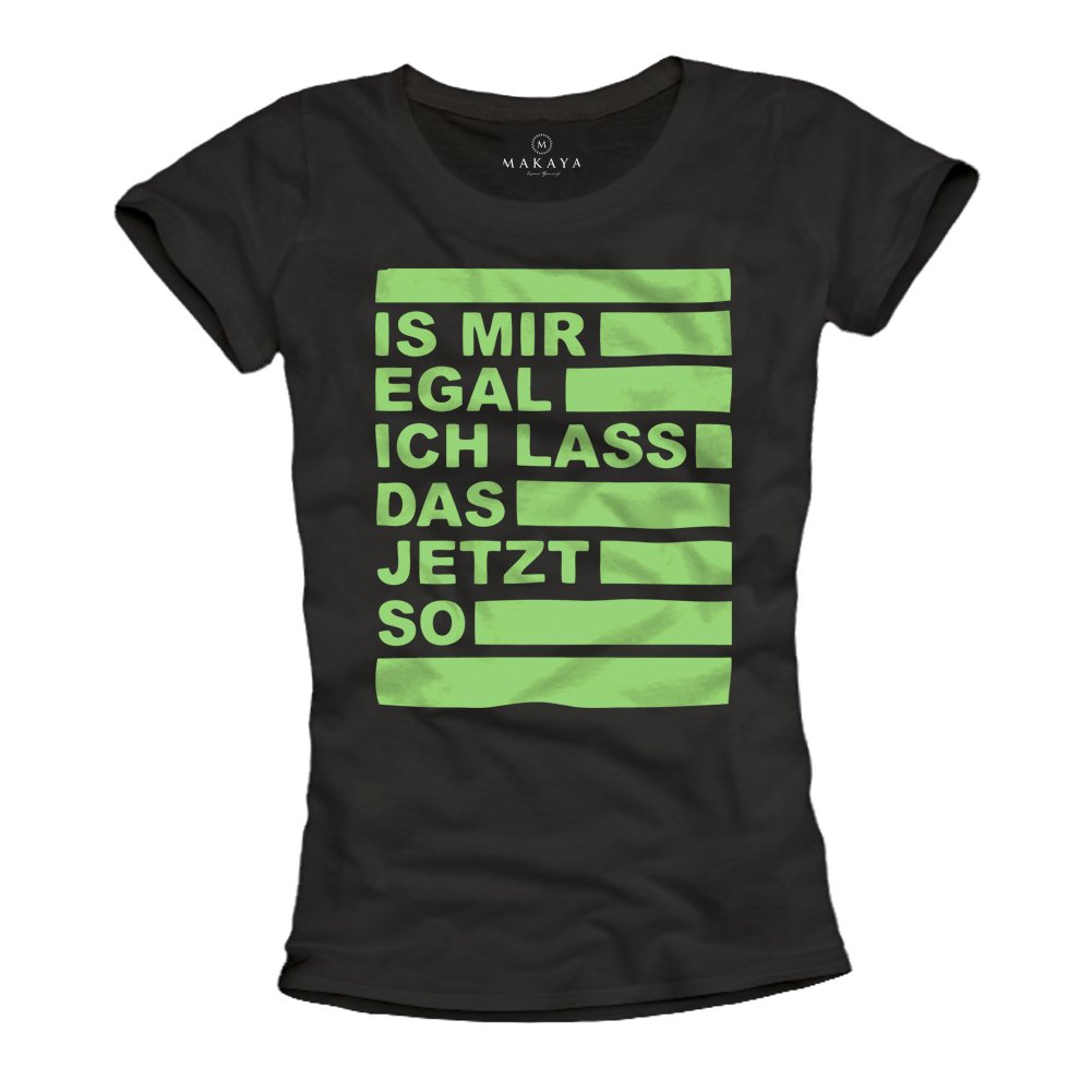 MAKAYA T-Shirt Donna Non Mi Interessa maglietta nera M cotone