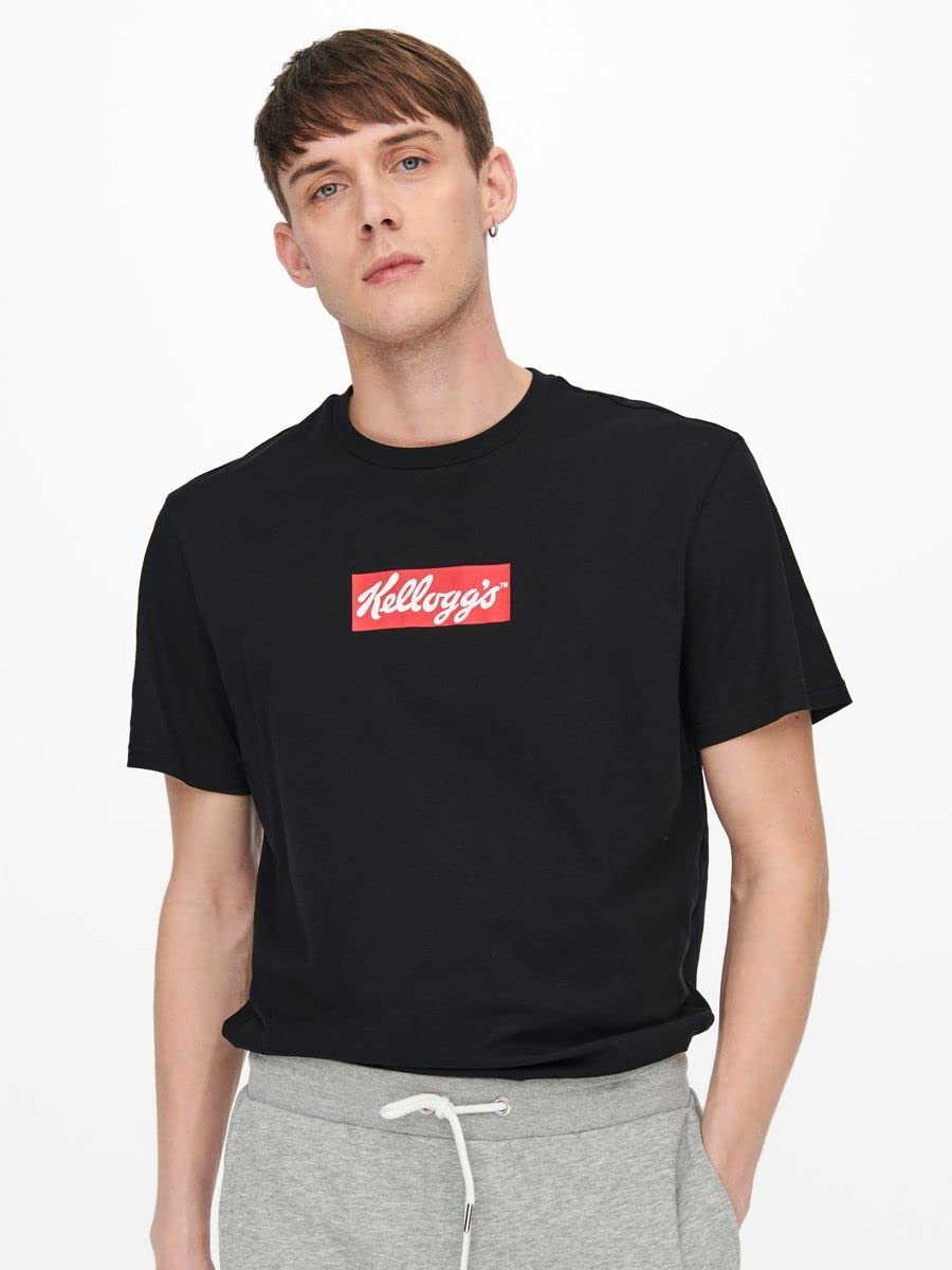 ONLY & SONS Onskelloggs Reg SS Logo Tee t-shirt taglia L nera