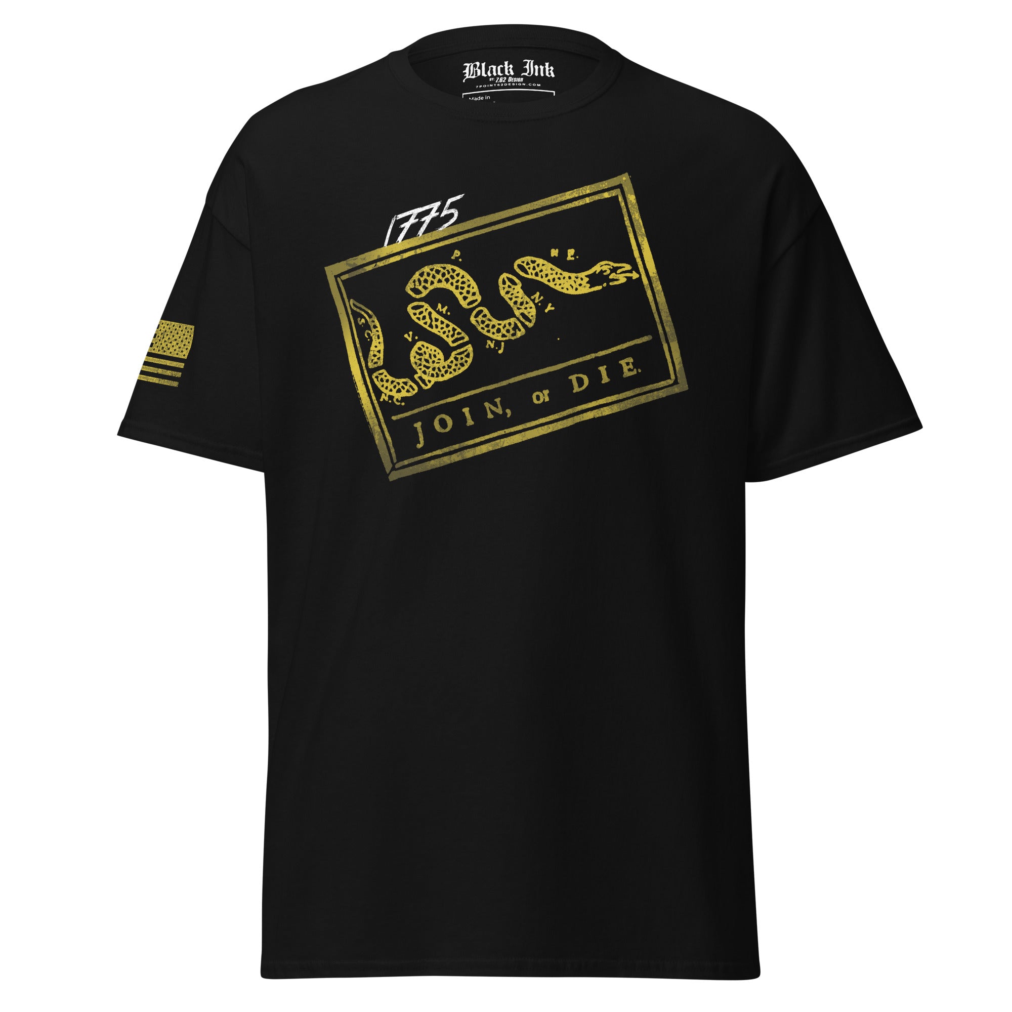 Black Ink Join or Die Maglietta uomo nera cotone taglia XL