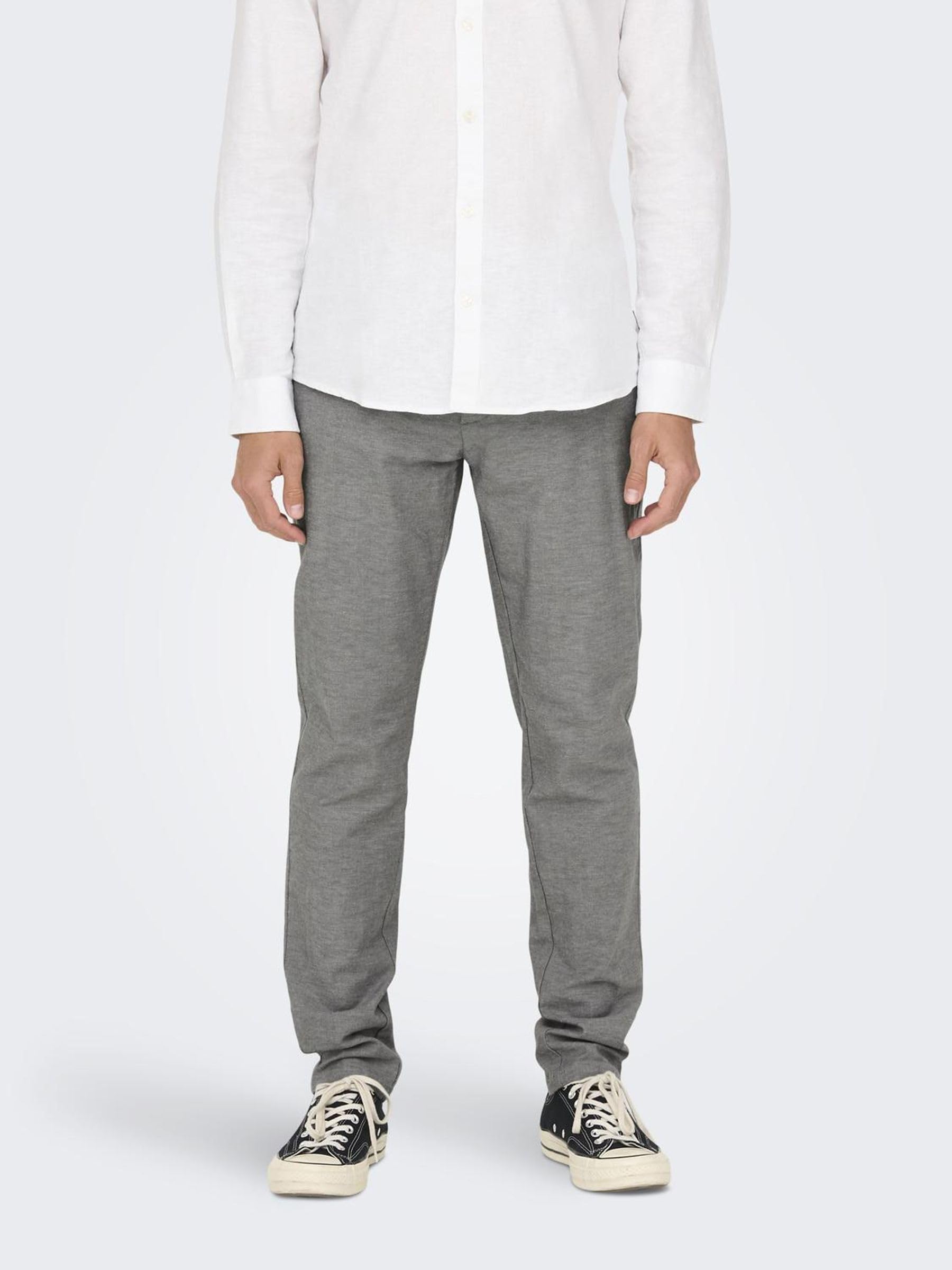 Only & Sons Onsmark pantaloni uomo 36W/32L gessato grigio