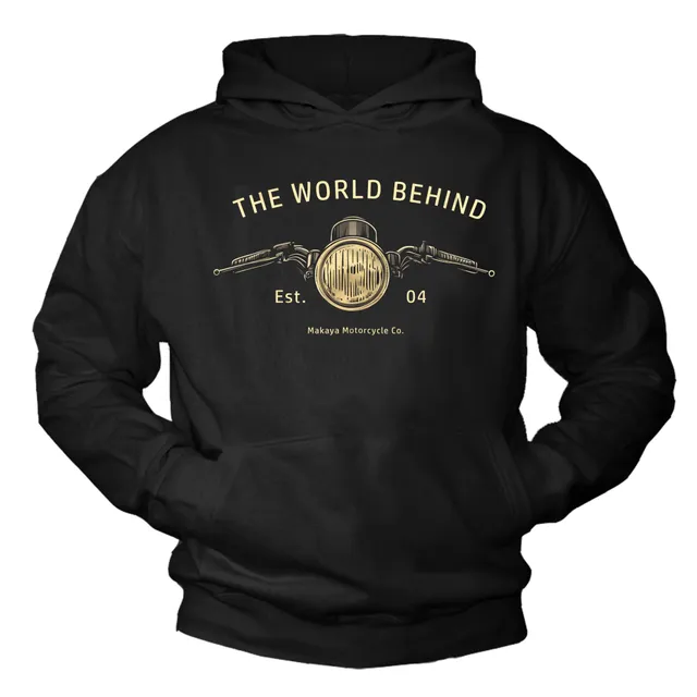 MAKAYA Felpa con Cappuccio Uomo Biker Cafe Racer hoodie M