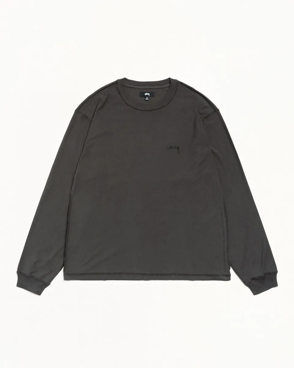 Stussy Lazy LS Tee t-shirt nera manica lunga 100% cotone