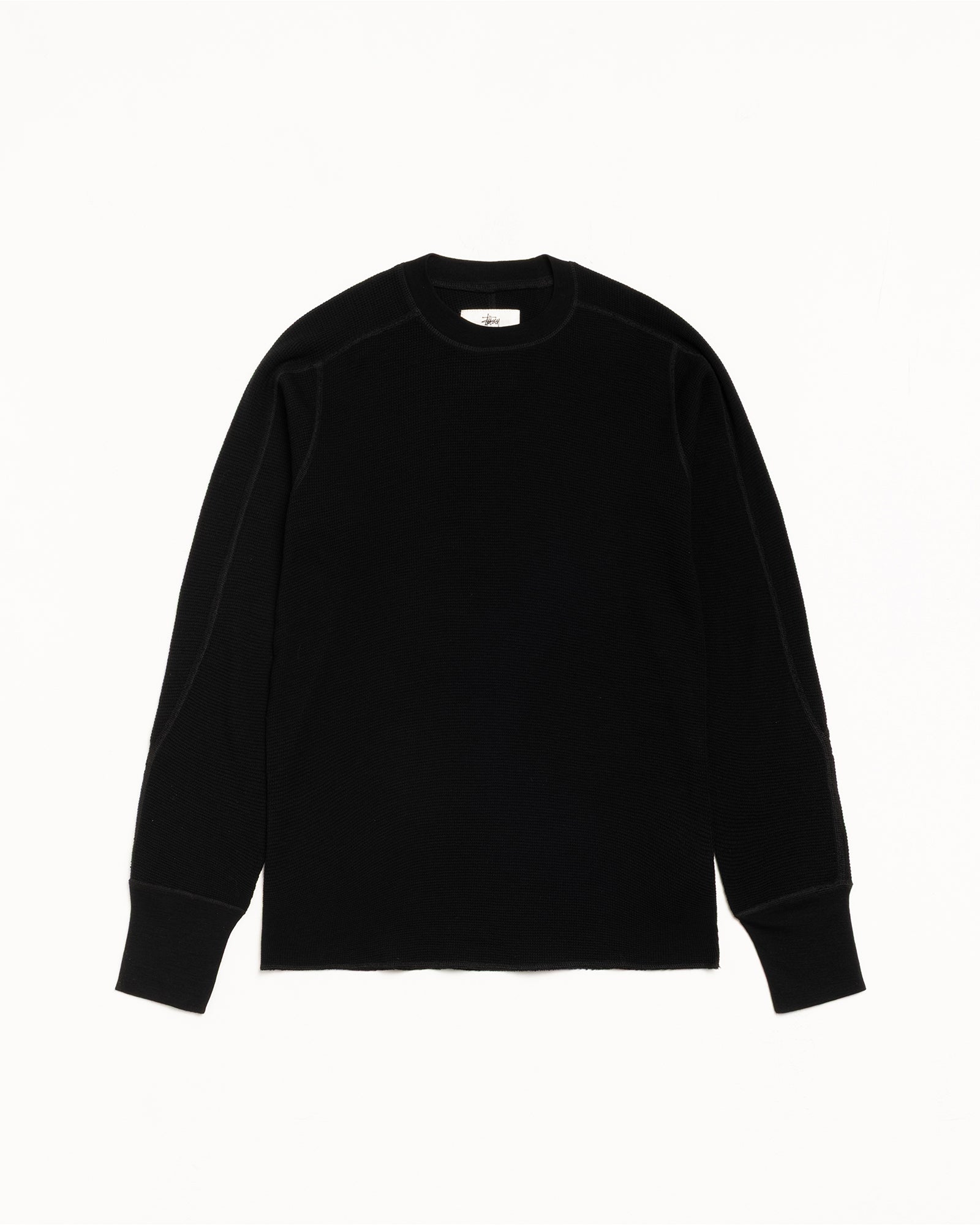 Stussy Wool LS Thermal maglia lana black waffle girocollo