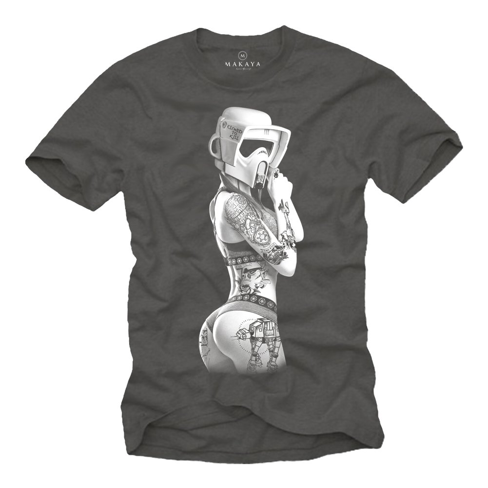 MAKAYA Stormtrooper Tattoo T-Shirt Uomo Nero Cotone