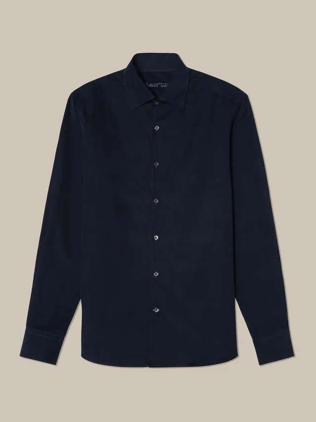 Robert Talbott Morgan Camicia Velluto Cotone Blu Navy