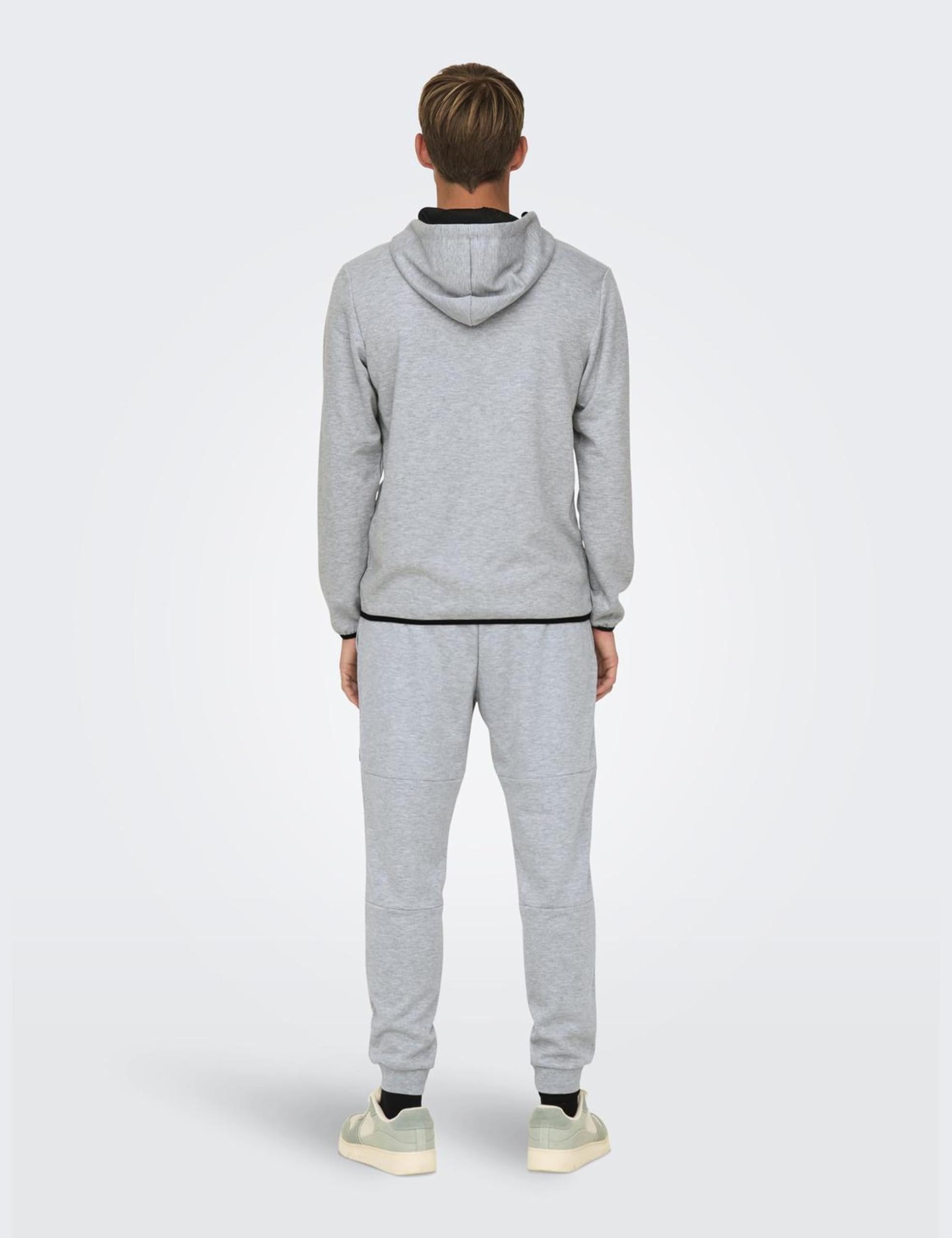 ONLY & SONS Onsliam Reg Felpa con Cappuccio Grigio Melange XS