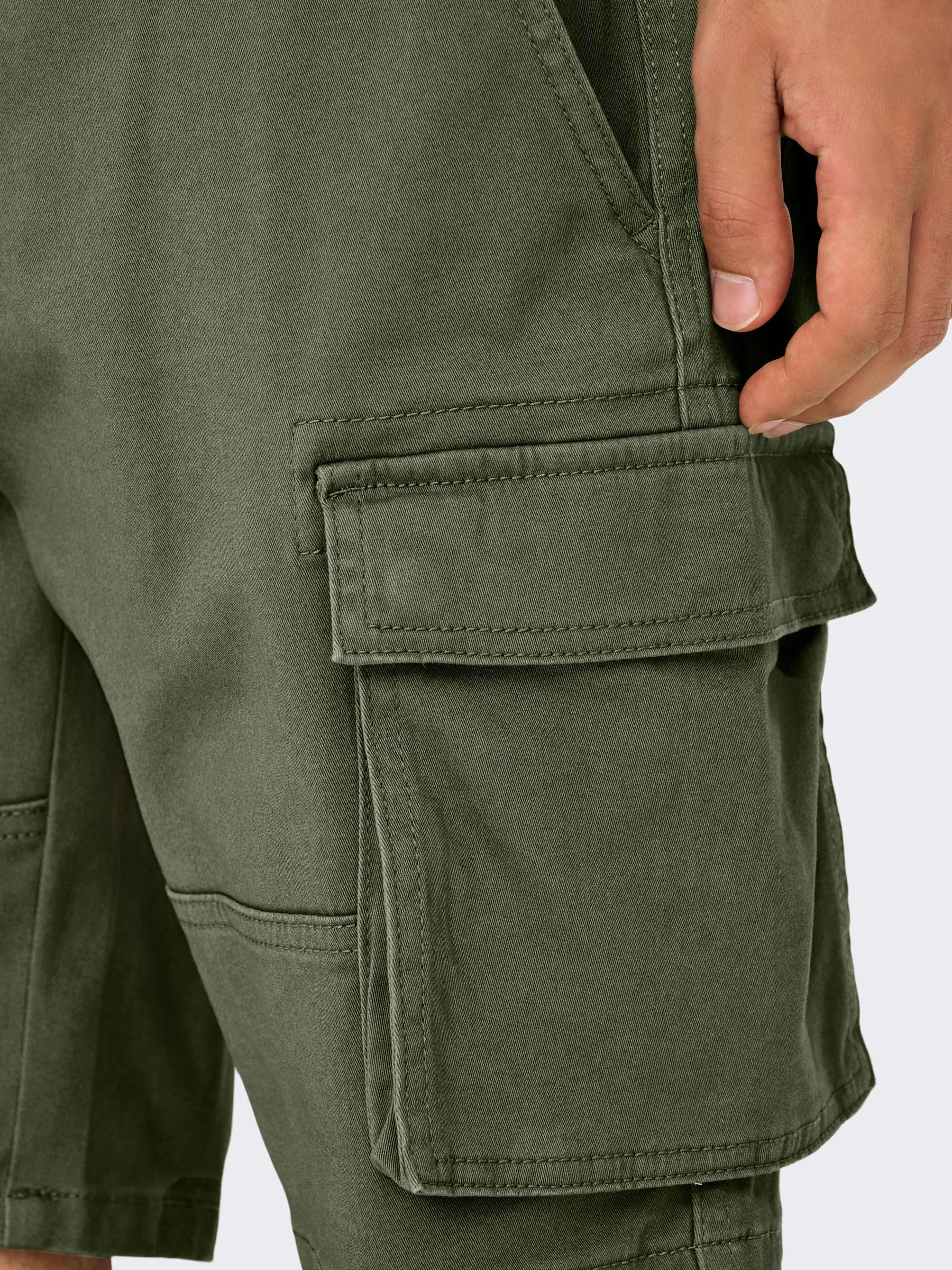 Only & Sons Cargo Pantaloncini Uomo S Verde Tasche