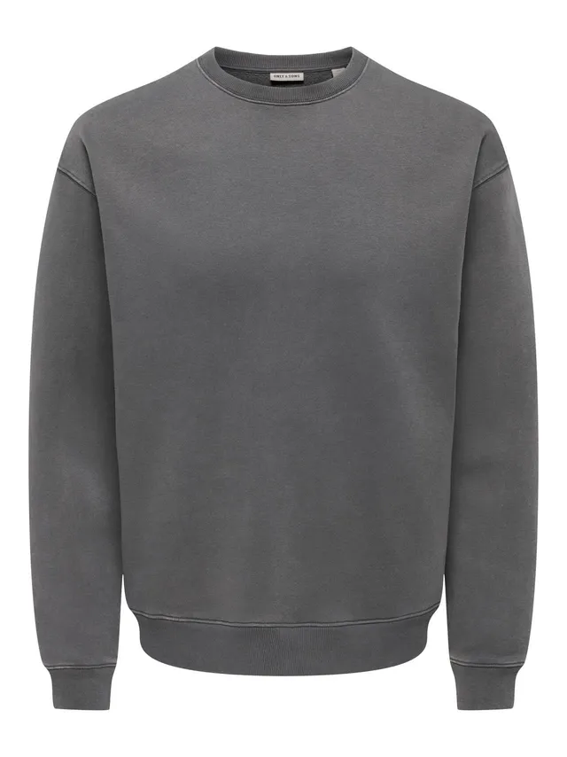 Only & Sons Onslarry Eflow Felpa Uomo Grigio Asfalto Relaxed