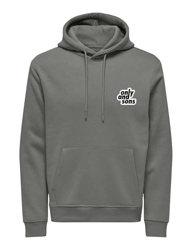 ONLY & SONS Onsflower Felpa Cappuccio M Grigio Cotone