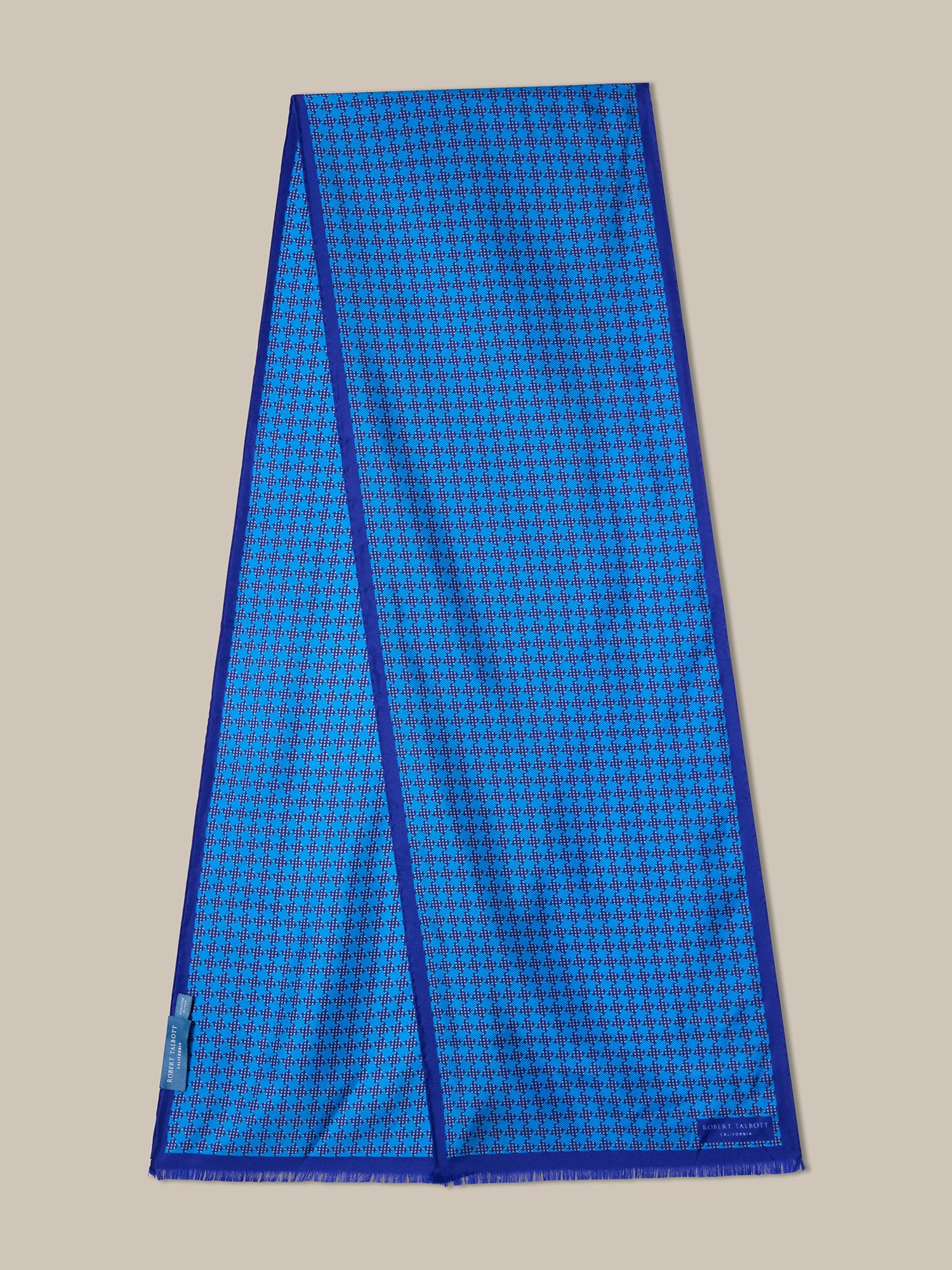 Robert Talbott Niven Sciarpa Seta Blu Pied de Poule