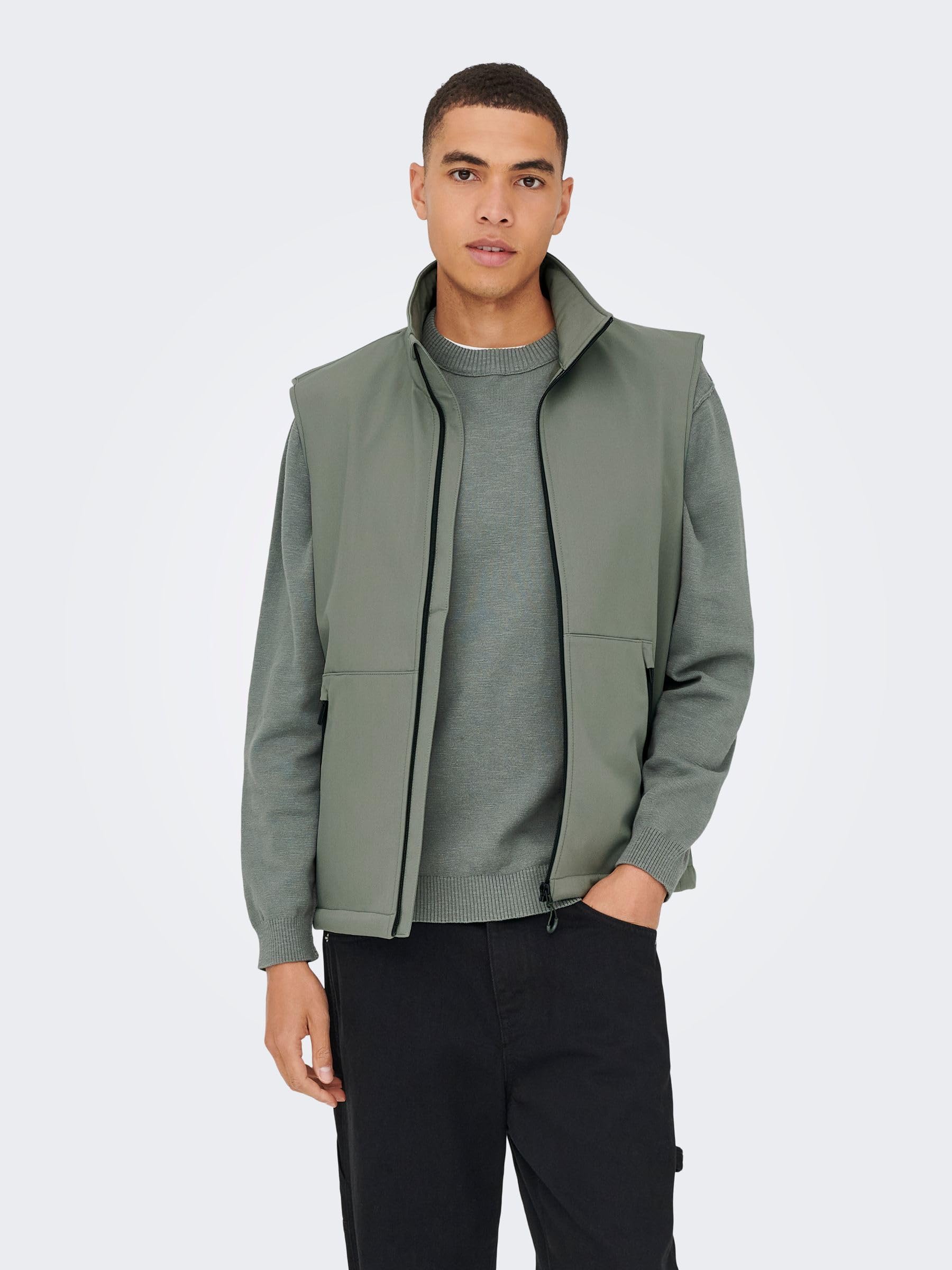 ONLY & SONS Onsbowie Life Gilet Grigio XL Uomo Smanicato