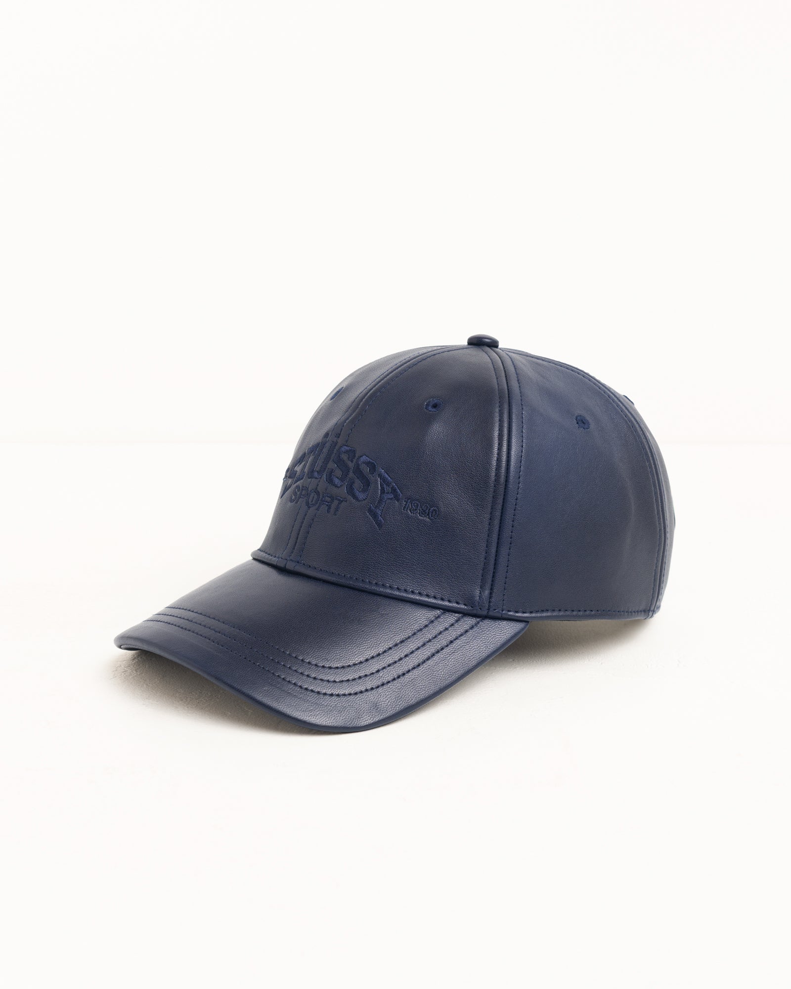 Stussy Headwear Sport Leather Cap berretto pelle Navy