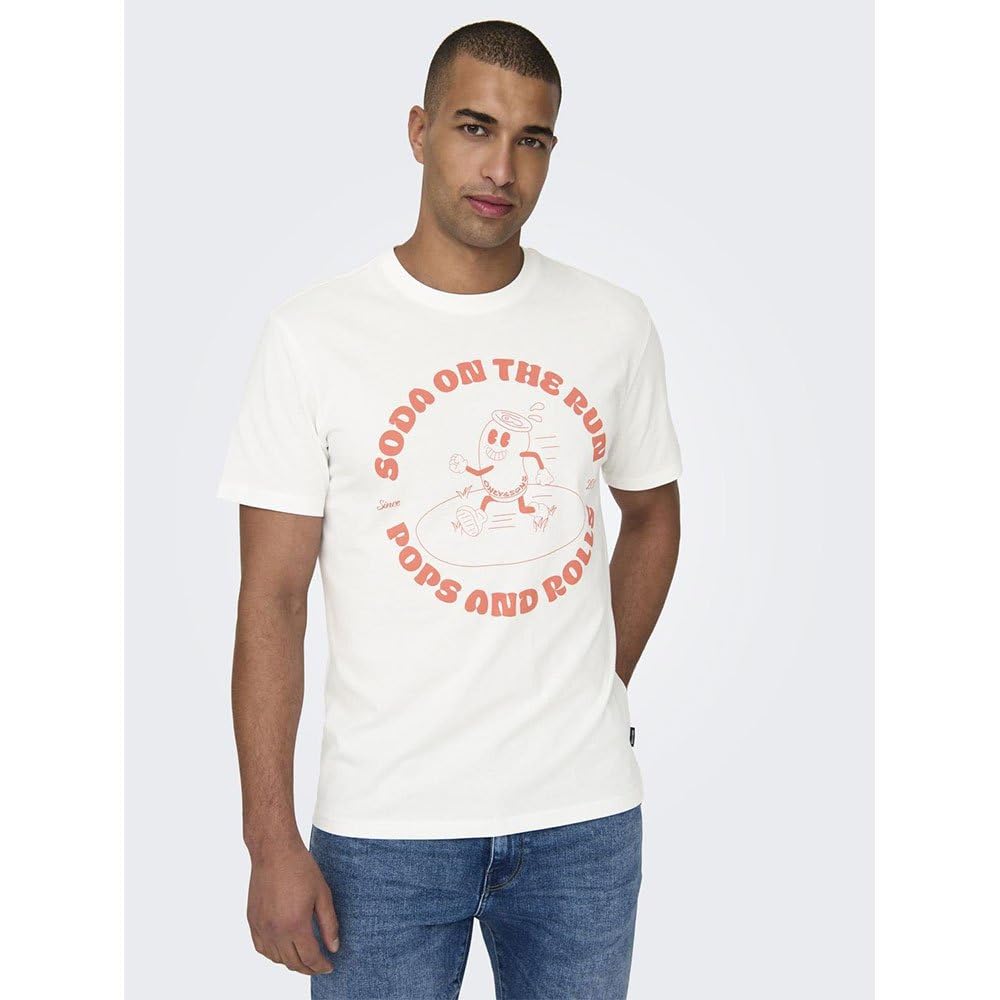 Only & Sons Kim Reg Funny T-shirt uomo XS cotone bio