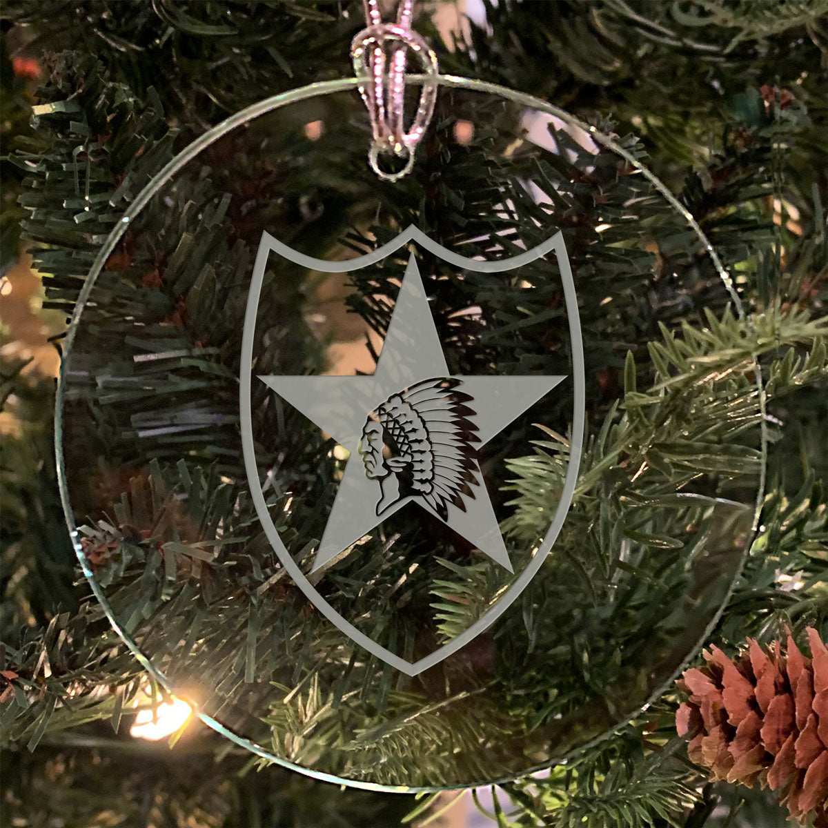 7.62 Design Army pallina natale vetro 7,6 cm incisa USA