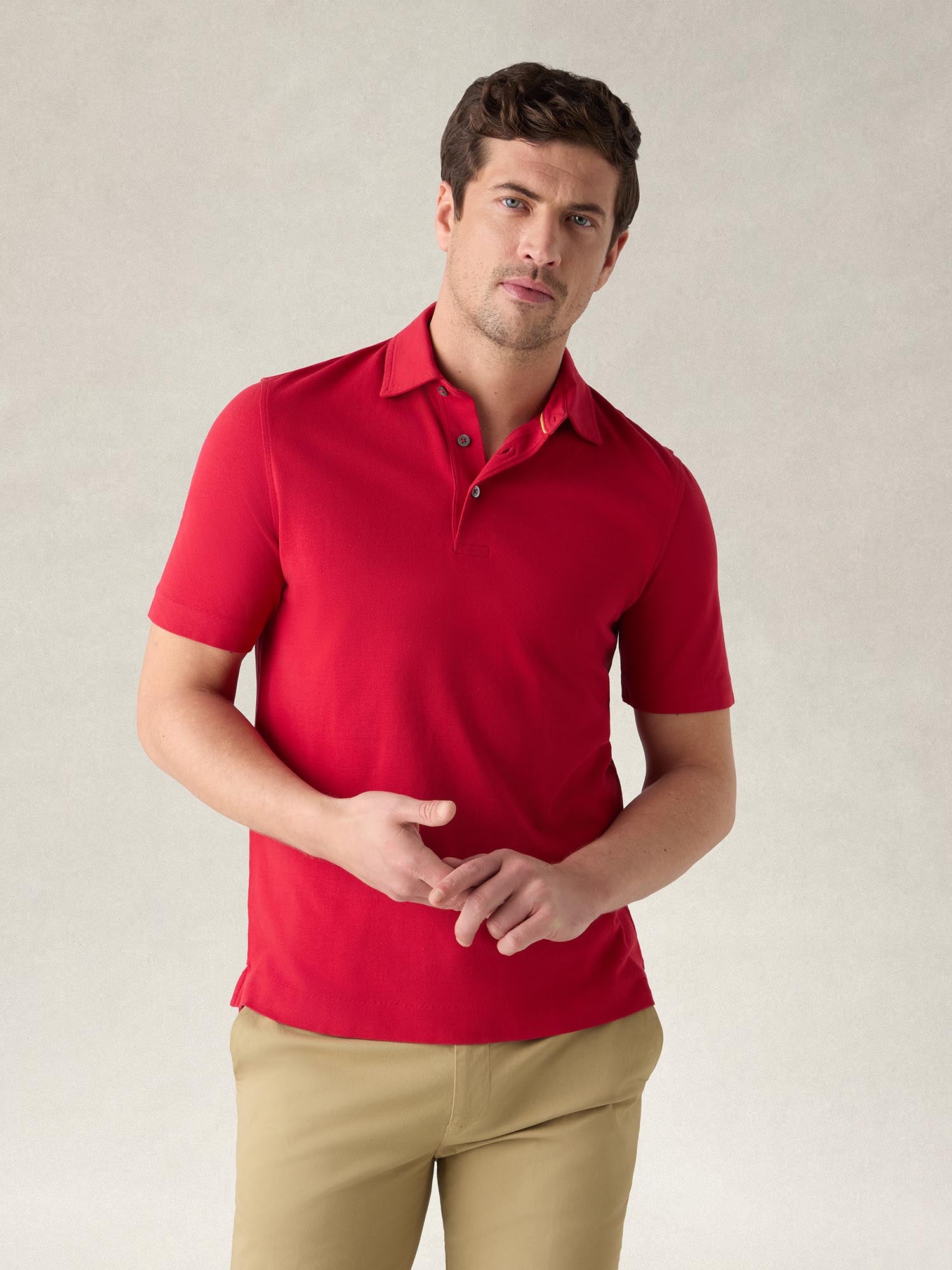 Robert Talbott Walker polo cotone rossa maniche corte Classic Red
