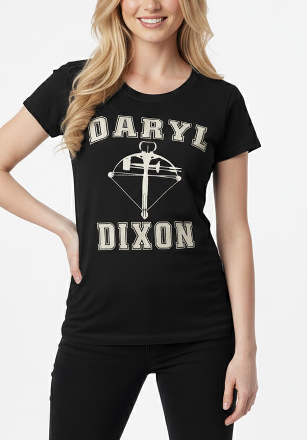 MAKAYA Daryl Dixon T-Shirt Donna Nera L Cotone