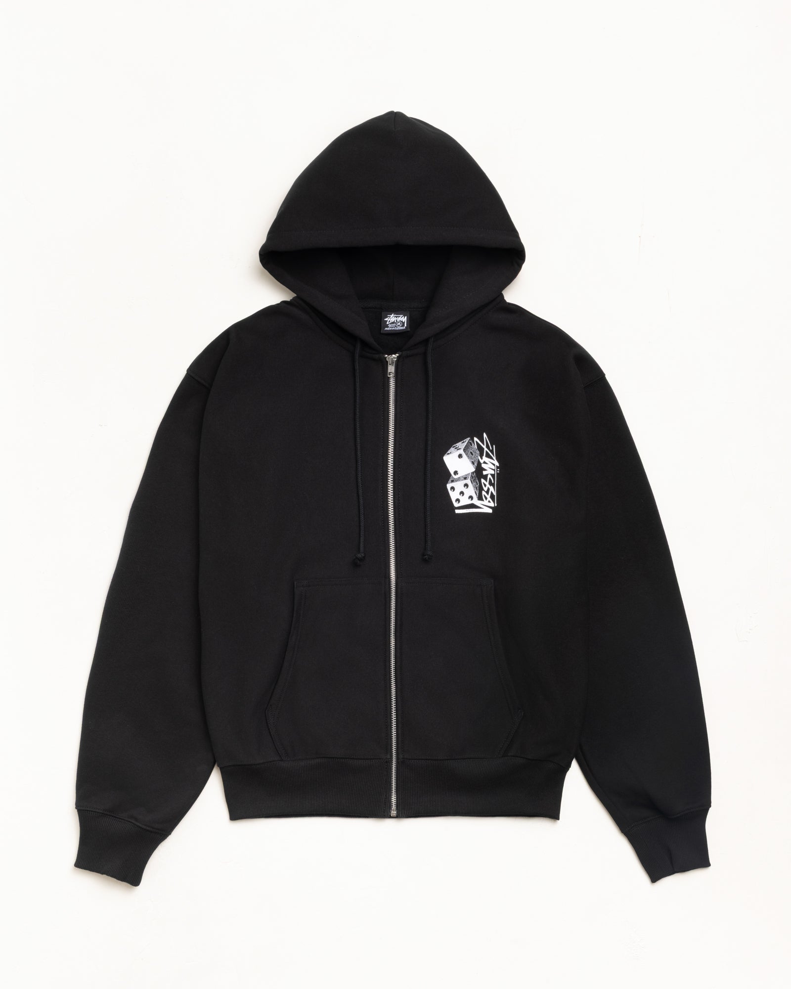 Stussy Tall Dice Zip Hoodie felpa nero cotone