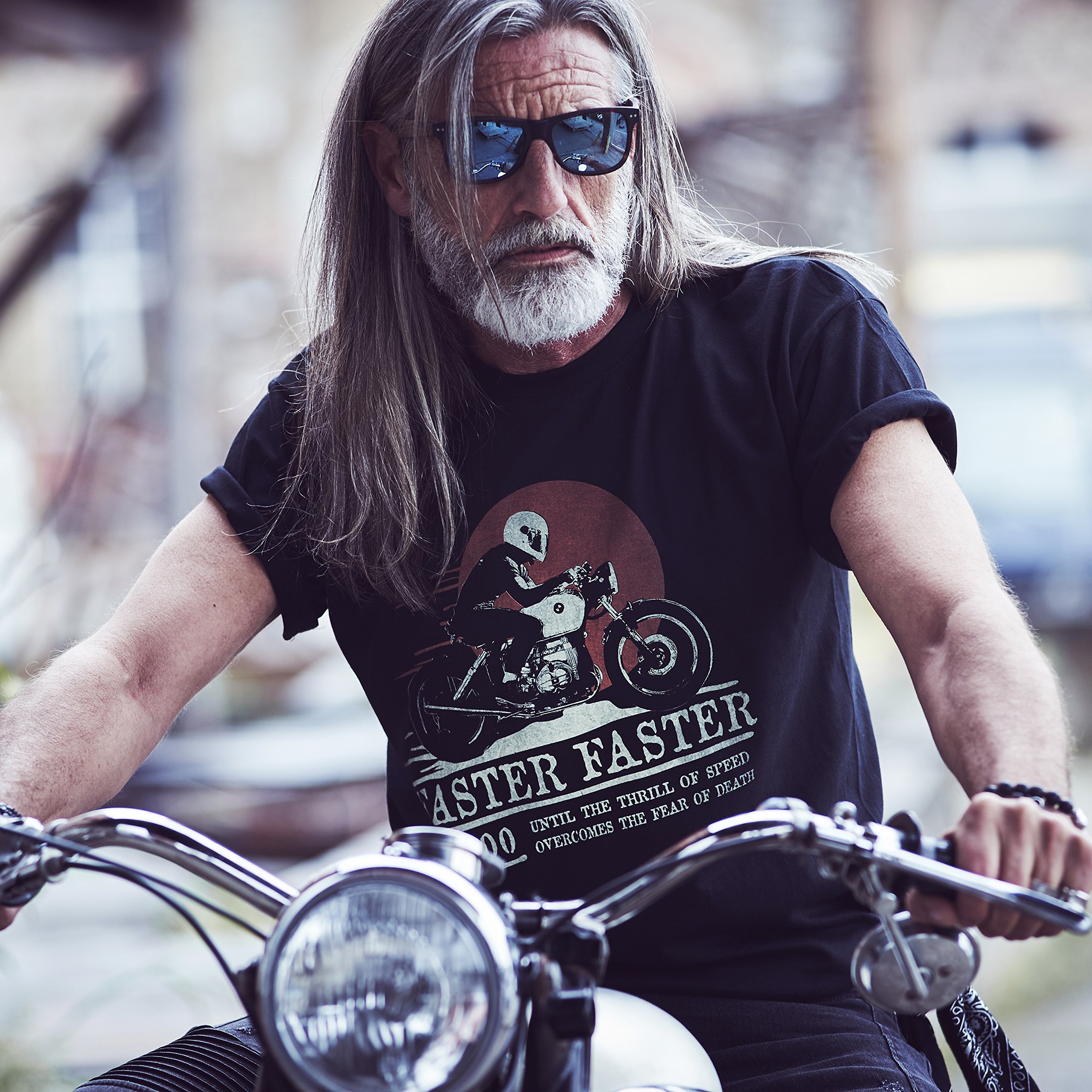 MAKAYA Cafe Racer T-Shirt Uomo Nera S Cotone