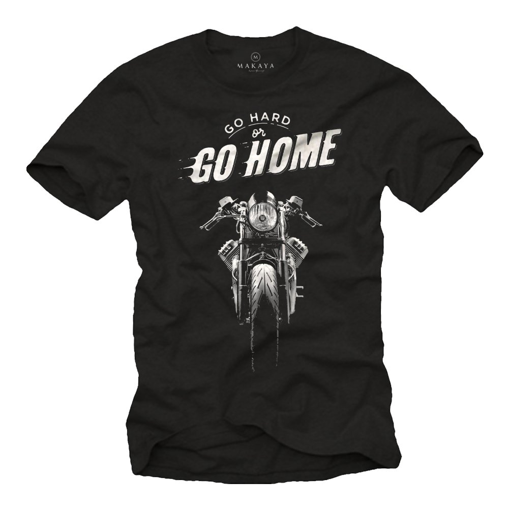 Makaya Moto T-Shirt Uomo biker vintage cotone blu