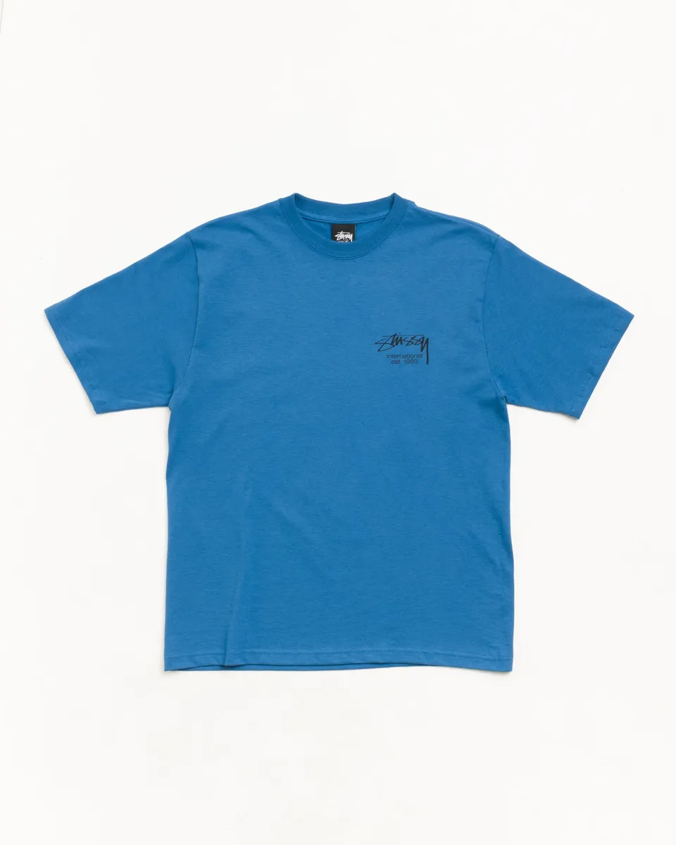 Stussy Dice Clock Tee maglietta blu 100% cotone
