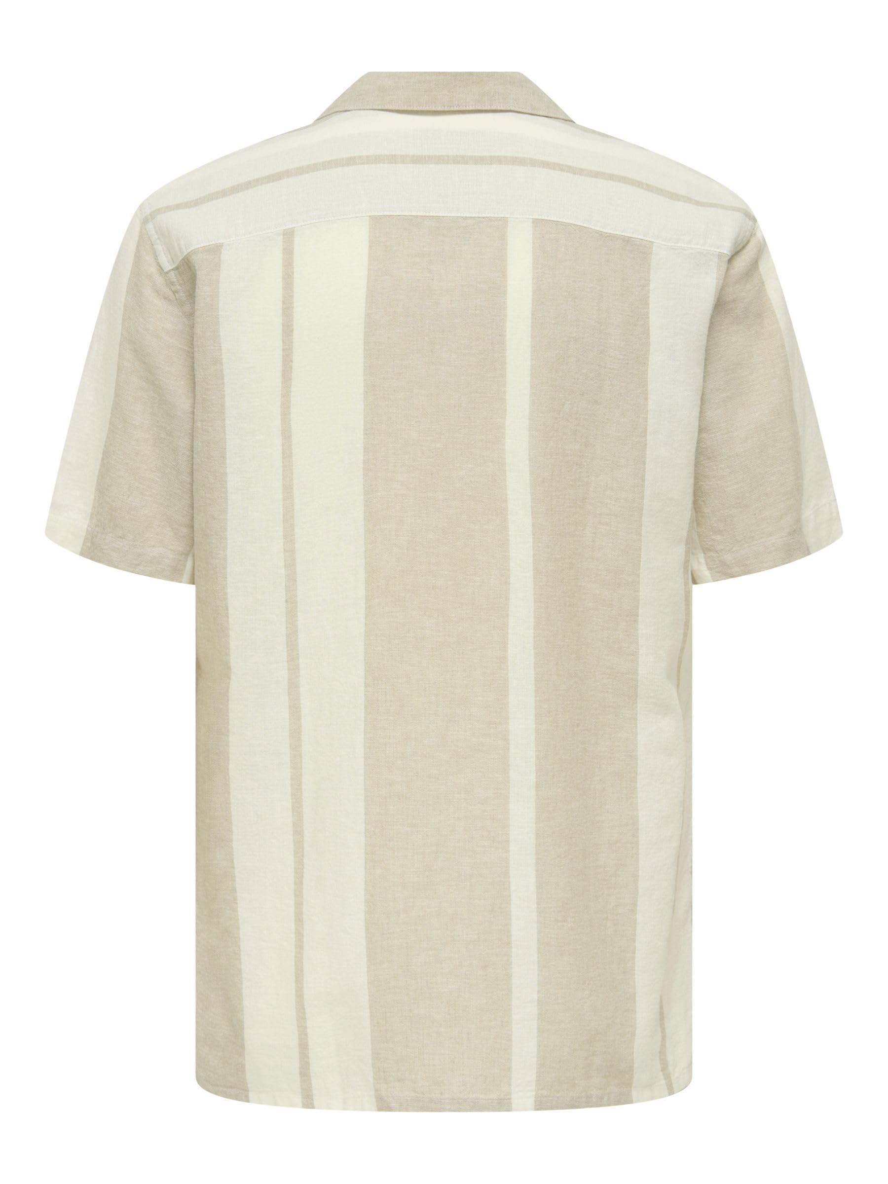 Only & Sons Onscaiden Camicia Lino Riga Cachi