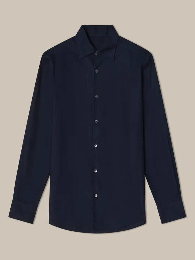 Robert Talbott Morgan Giro Inglese Shirt camicia cotone navy