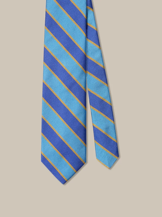 Robert Talbott Robert Cricket Stripe cravatta seta blu multi