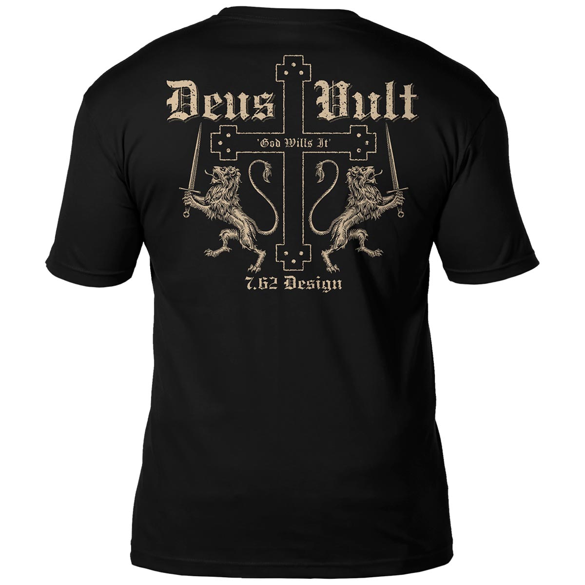7.62 Design Deus Vult T-Shirt Uomo Nera Cotone L
