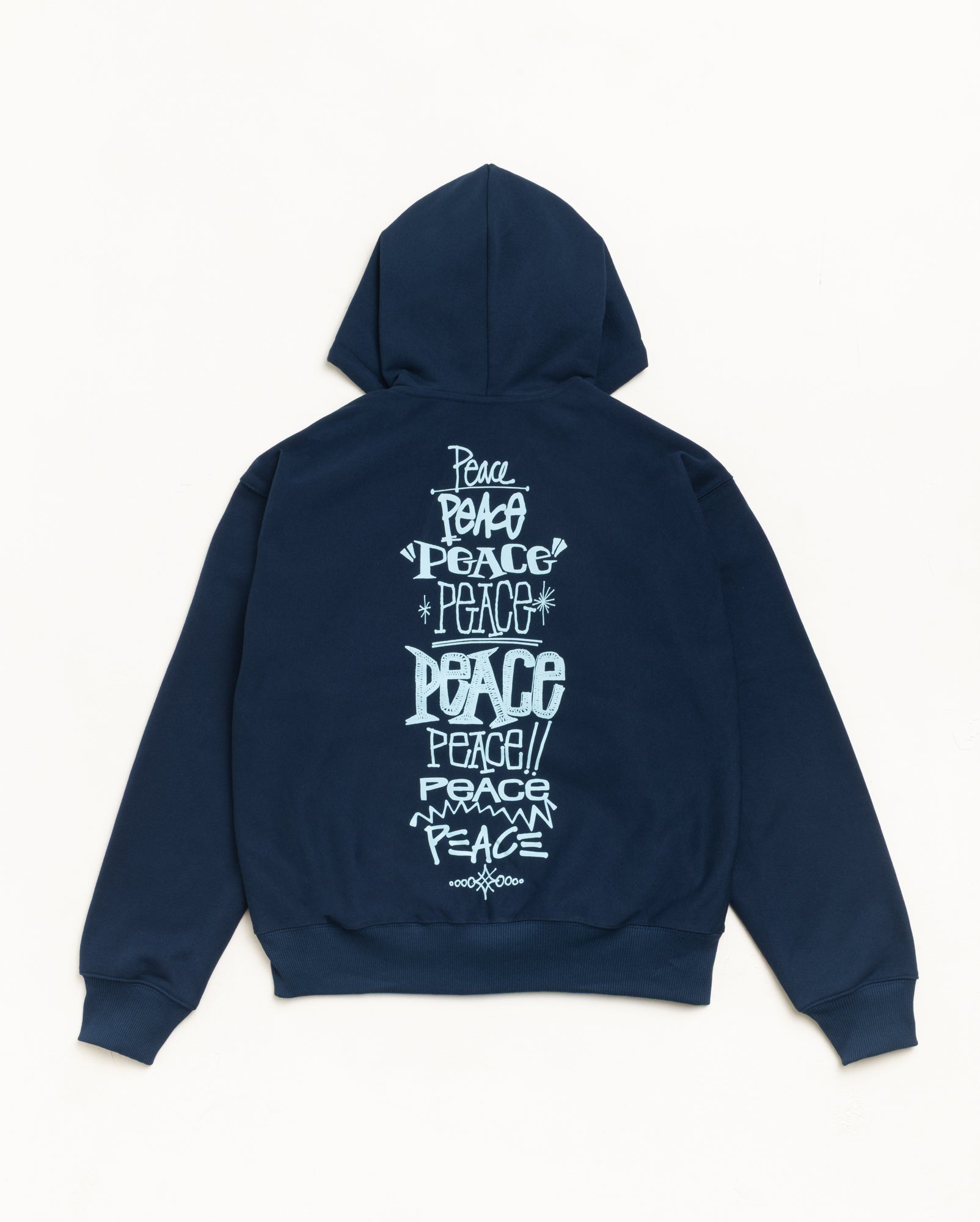 Stussy Peace Increased Zip Hoodie felpa Navy 430gsm