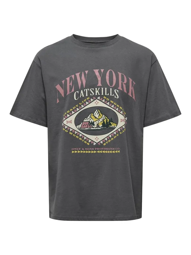 Only & Sons T-Shirt Uomo S Gessato Grigio Cotone