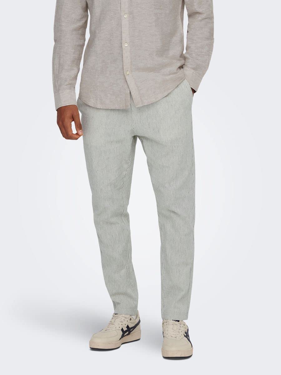 Only & Sons Onslinus Crop Pantaloni Lino Uomo M Teak