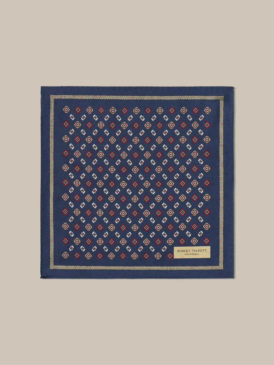 Robert Talbott Collins Medallion pochette seta blu navy
