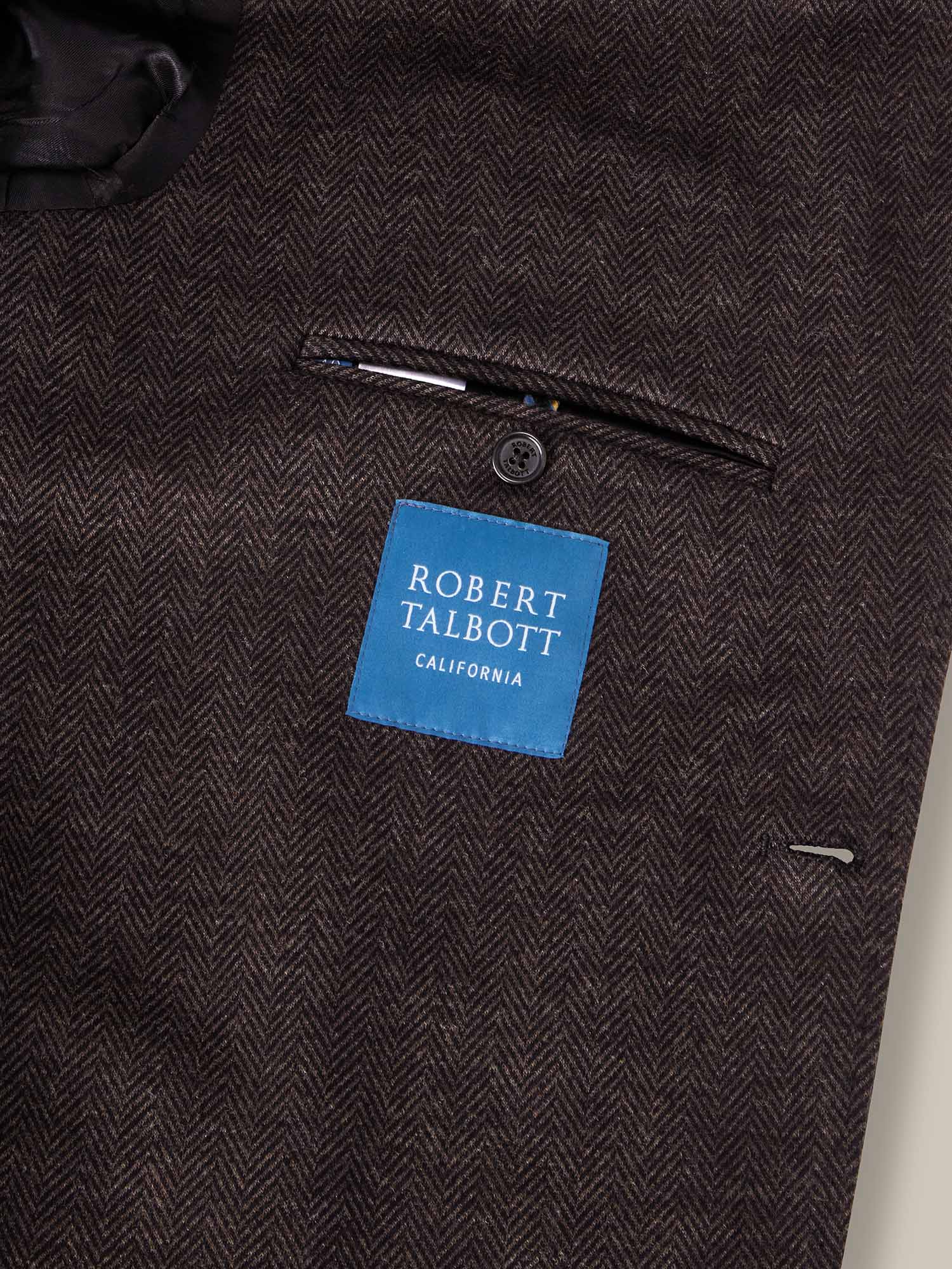 Robert Talbott Wright Blazer Lana Marrone 42 Pied-de-poule