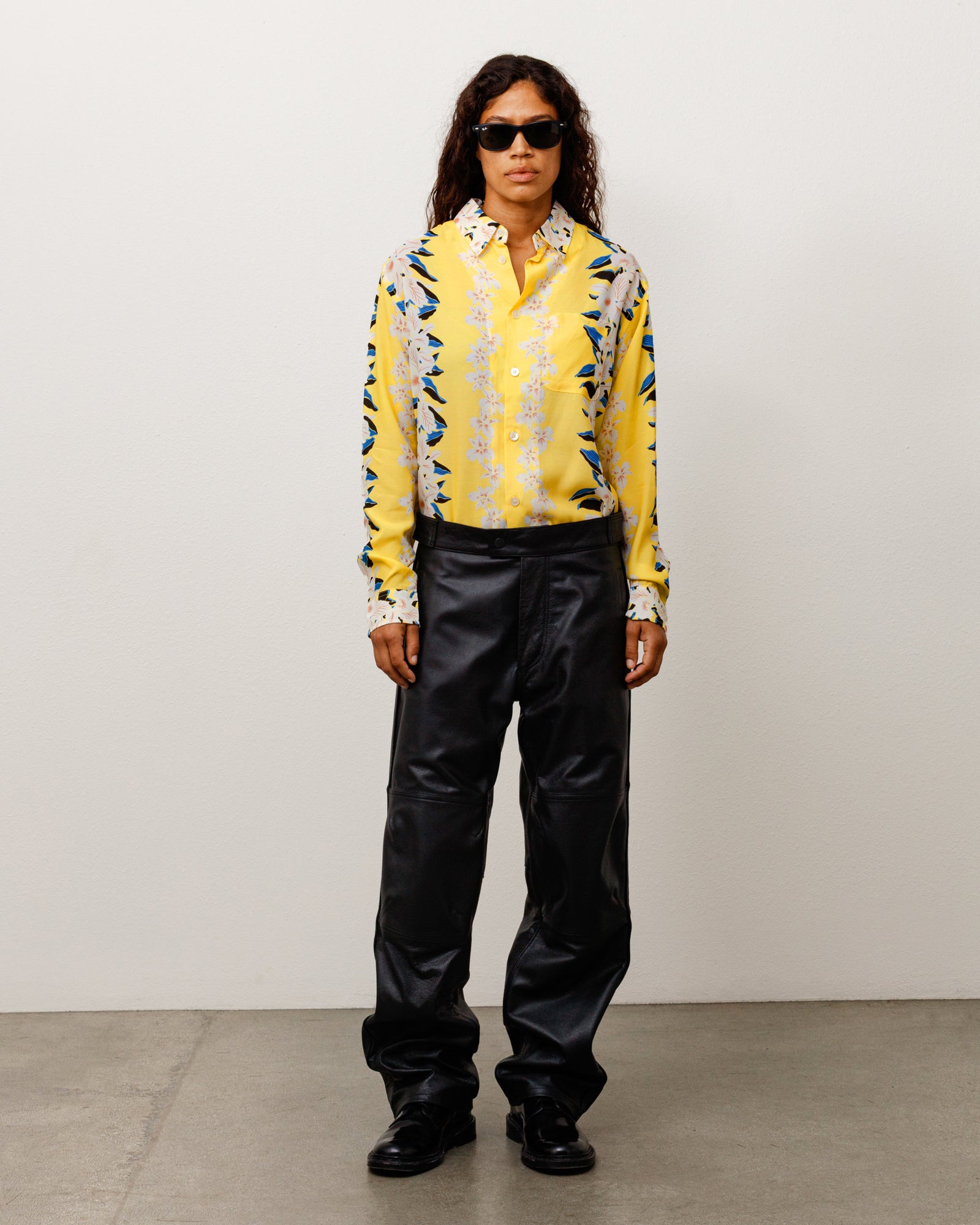 Stussy Hawaiian Floral Shirt camicia gialla viscosa