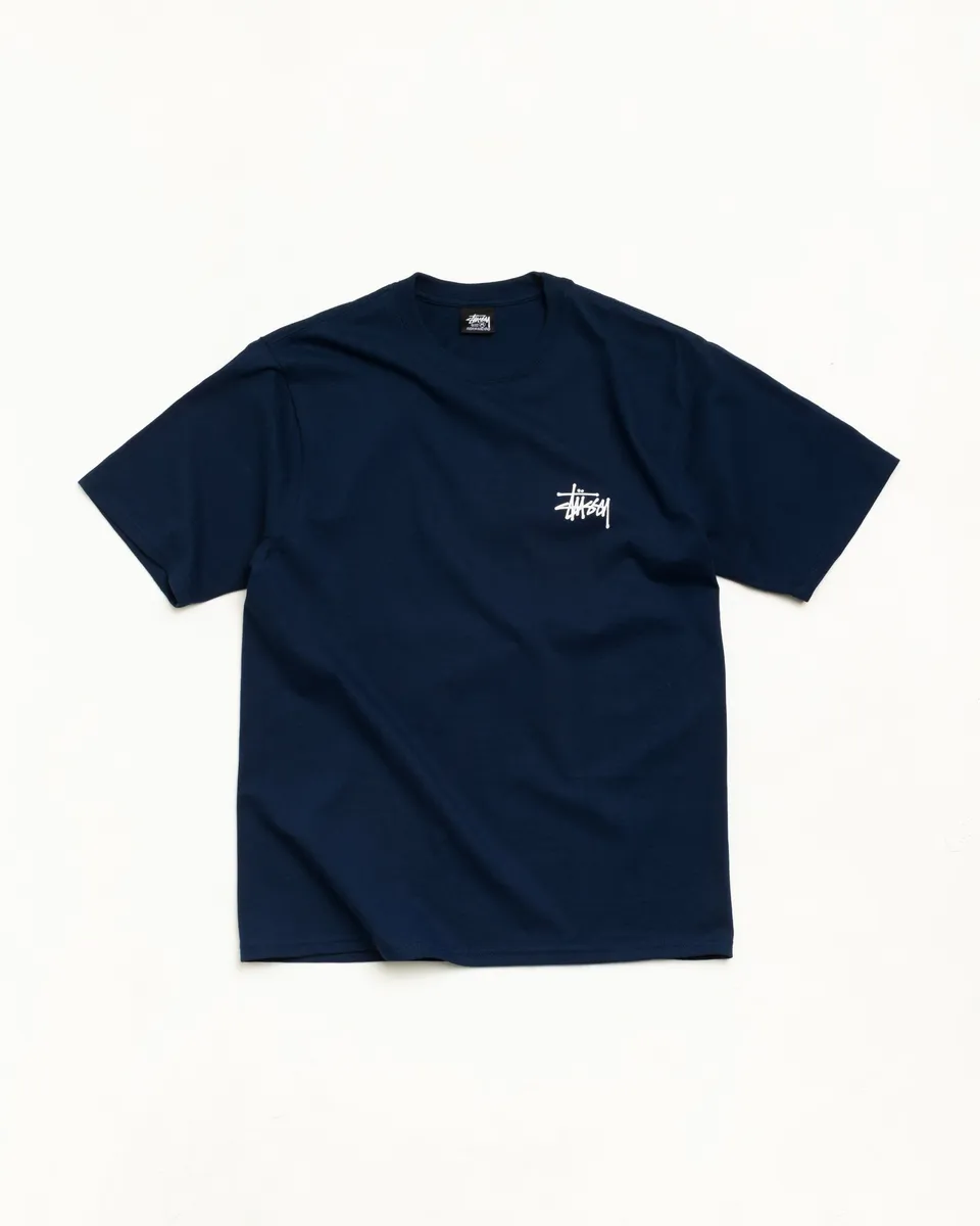 Stussy Basic Stüssy Tee maglietta cotone Navy 220gsm